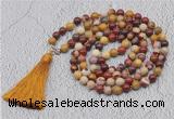 GMN637 Hand-knotted 8mm, 10mm mookaite 108 beads mala necklaces with tassel