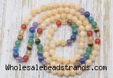 GMN6420 Hand-knotted 7 Chakra 8mm, 10mm honey jade 108 beads mala necklaces