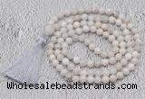 GMN663 Hand-knotted 8mm, 10mm crazy lace agate 108 beads mala necklaces with tassel