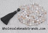 GMN666 Hand-knotted 8mm, 10mm montana agate 108 beads mala necklaces with tassel