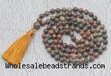 GMN692 Hand-knotted 8mm, 10mm ocean agate 108 beads mala necklaces with tassel