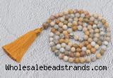 GMN697 Hand-knotted 8mm, 10mm crazy lace agate 108 beads mala necklaces with tassel