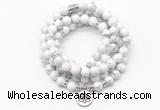 GMN7000 8mm white howlite 108 mala beads wrap bracelet necklaces