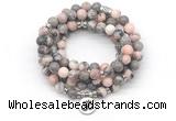 GMN7058 8mm pink zebra jasper 108 mala beads wrap bracelet necklaces