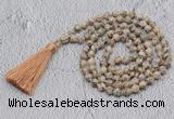 GMN706 Hand-knotted 8mm, 10mm feldspar 108 beads mala necklaces with tassel