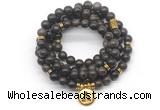 GMN7061 8mm coffee jasper 108 mala beads wrap bracelet necklaces