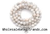 GMN7063 8mm white crazy lace agate 108 mala beads wrap bracelet necklaces