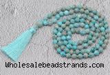 GMN720 Hand-knotted 8mm, 10mm sea sediment jasper 108 beads mala necklaces with tassel