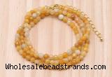 GMN7208 4mm faceted round tiny yellow aventurine beaded necklace jewelry