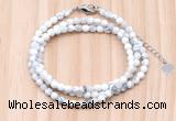 GMN7211 4mm faceted round tiny white howlite beaded necklace jewelry