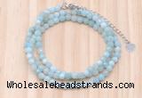 GMN7213 4mm faceted round tiny amazonite beaded necklace jewelry