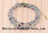 GMN7214 4mm faceted round tiny fluorite beaded necklace jewelry