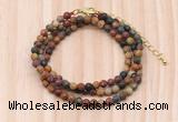 GMN7232 4mm faceted round tiny picasso jasper beaded necklace jewelry