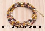 GMN7233 4mm faceted round tiny mookaite jasper beaded necklace jewelry