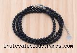 GMN7266 4mm faceted round blue goldstone beaded necklace jewelry