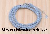 GMN7268 4mm faceted round blue angel skin beaded necklace jewelry