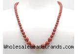 GMN7302 red jasper graduated beaded necklace & bracelet set