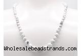 GMN7311 white howlite graduated beaded necklace & bracelet set