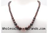 GMN7318 mahogany obsidian graduated beaded necklace & bracelet set