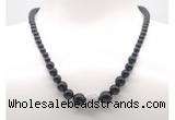 GMN7323 black onyx graduated beaded necklace & bracelet set