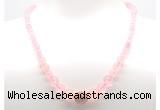 GMN7325 rose quartz graduated beaded necklace & bracelet set