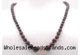 GMN7333 red tiger eye graduated beaded necklace & bracelet set