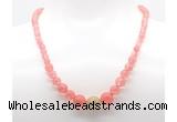 GMN7339 cherry quartz graduated beaded necklace & bracelet set