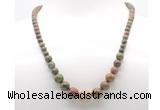 GMN7342 unakite gemstone graduated beaded necklace & bracelet set