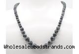 GMN7345 snowflake obsidian graduated beaded necklace & bracelet set