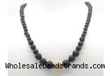 GMN7346 black lava graduated beaded necklace & bracelet set