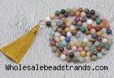 GMN735 Hand-knotted 8mm, 10mm colorfull gemstone 108 beads mala necklaces with tassel