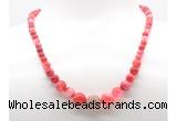 GMN7355 red banded agate graduated beaded necklace & bracelet set