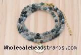 GMN7403 4mm faceted round tiny moss agate beaded necklace with constellation charm