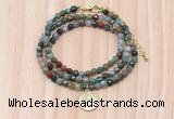 GMN7404 4mm faceted round tiny Indian agate beaded necklace with constellation charm