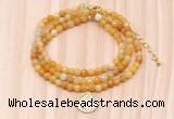 GMN7408 4mm faceted round tiny yellow aventurine beaded necklace with constellation charm