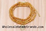 GMN7409 4mm faceted round tiny yellow jade beaded necklace with constellation charm