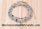 GMN7414 4mm faceted round tiny fluorite beaded necklace with constellation charm