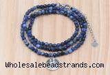 GMN7417 4mm faceted round tiny sodalite beaded necklace with constellation charm