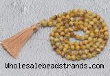 GMN742 Hand-knotted 8mm, 10mm golden tiger eye 108 beads mala necklaces with tassel