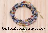 GMN7420 4mm faceted round tiny mixed gemstone beaded necklace with constellation charm