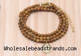 GMN7431 4mm faceted round tiny wooden jasper beaded necklace with constellation charm