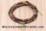 GMN7432 4mm faceted round tiny picasso jasper beaded necklace with constellation charm