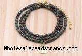 GMN7438 4mm faceted round tiny dragon blood jasper beaded necklace with constellation charm