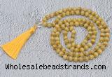 GMN745 Hand-knotted 8mm, 10mm golden tiger eye 108 beads mala necklaces with tassel