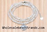 GMN7452 4mm faceted round tiny white moonstone beaded necklace with constellation charm