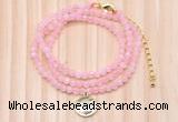 GMN7456 4mm faceted round tiny rose quartz beaded necklace with constellation charm