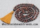 GMN746 Hand-knotted 8mm, 10mm red tiger eye 108 beads mala necklaces with tassel