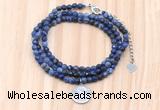 GMN7517 4mm faceted round tiny sodalite beaded necklace with letter charm