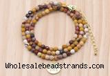 GMN7533 4mm faceted round tiny mookaite jasper beaded necklace with letter charm