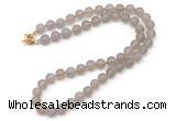 GMN7614 18 - 36 inches 8mm, 10mm matte grey agate beaded necklaces